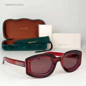 Gucci Women Sunglasses Transparent Red Violet Square GG1719S 001 BRAND NEW